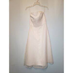 After Six Womens 6 Dress Formal Prom White Strapless Sleeveless Back Zip No Sash